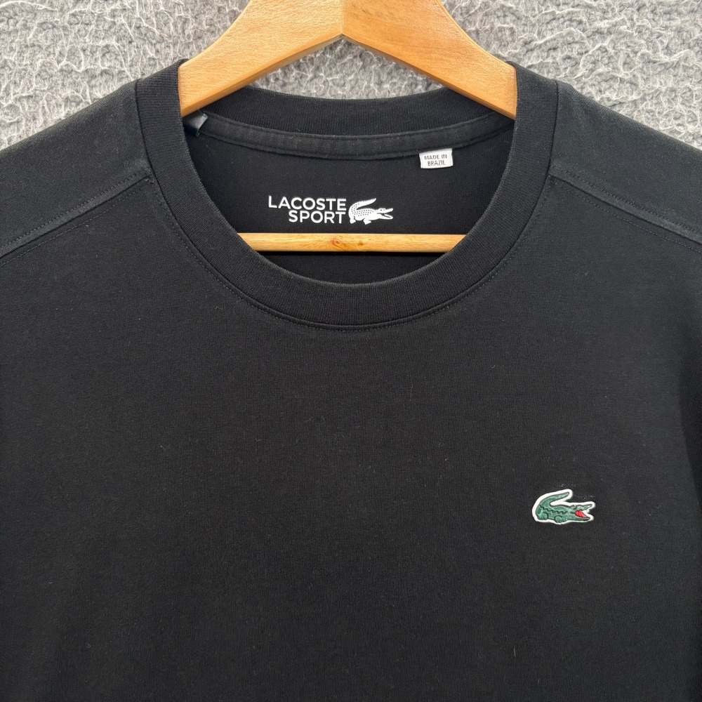 Lacoste Sport T-Shirt Mens Medium Black Ultra Dry Regular Fit Logo Tee